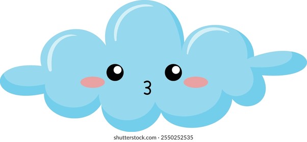 Cloud emotion vector on white background. cute emotion weather. cloud in the sky. Cartoon Vector illustration