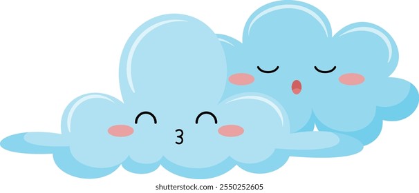 Cloud emotion vector on white background. cute emotion weather. cloud in the sky. Cartoon Vector illustration