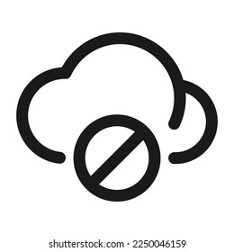 Cloud error or Cancel or disconnect connection icon. Cloud computing access denied vector illustration