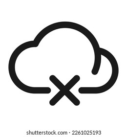 Cloud error or Cancel or disconnect connection icon. Cloud computing access denied vector illustration