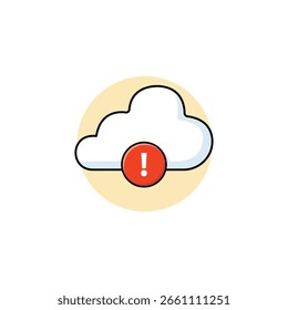 Cloud with Error Symbol Vector Illustration. Cloud Error Concept Design