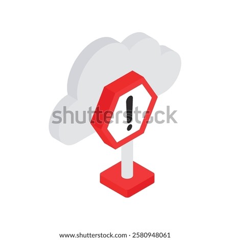 Cloud Error Vector Flat Isometric Icon Style illustration. Eps 10 File