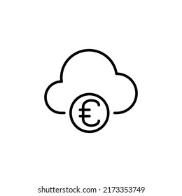 icono de trazo editable de euro en la nube, icono de trazo inteligente
