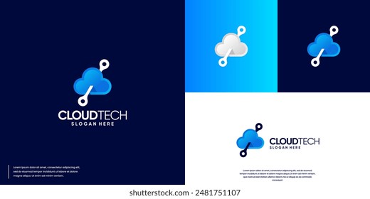 cloud expanding electric circuit , digital technology , modern abstract , vector logo template.
