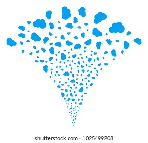 Cloud exploding fountain. Vector illustration style is flat iconic symbols. Object fountain created from random pictograms as cloud fireworks.