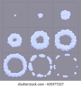 Cloud Explosion Effect Animation. Game Design Cartoon Animation Frames. Flash.