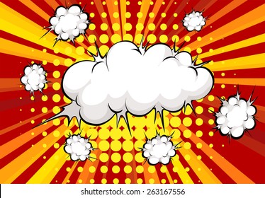 Cloud explosion with red and organge background