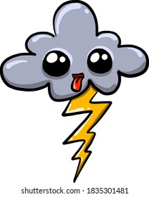 Cloud with eyes, illustration, vector on white background