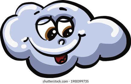 Nube con ojos, ilustración, vector sobre un fondo blanco.