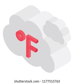 
Cloud with F symbolising temperature recording in fahrenheit
