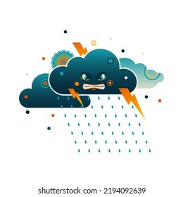 cloud with face, thunderstorm, isolated