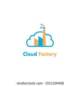 Cloud Factory Logo Design Template Flat Style Vector	