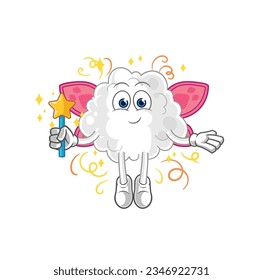 the cloud fairy with wings and stick. cartoon mascot vector