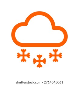 Nuvem com flocos de neve em queda na cor laranja brilhante