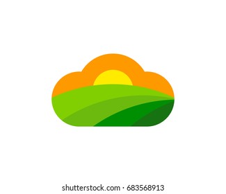 Cloud Farm Icon Logo Design Element