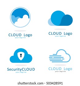 CLOUD  FAST SHIELD SECURITY LOGO ICON TEMPLATE SET