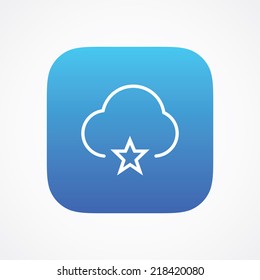 Cloud favorites storage icon button, vector illustration. Simple flat metro design style. esp10