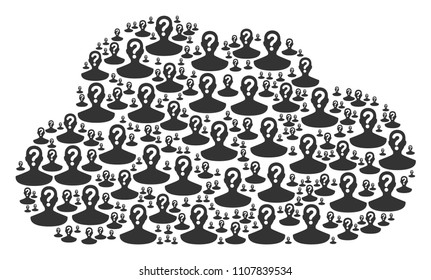 Cloud figure formed from unknown person pictograms in various sizes. Abstract vector internet representaion. Unknown person icons are organized into cloud shape.
