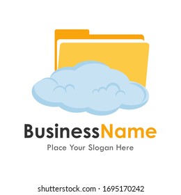 Cloud file folder vector logo template. Suitable for business, web, technology and design