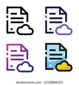 Cloud-Dateisymbol-Design in vier Variationsfarben