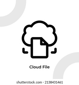 Cloud File Icon with Outline Style, Vector Editable