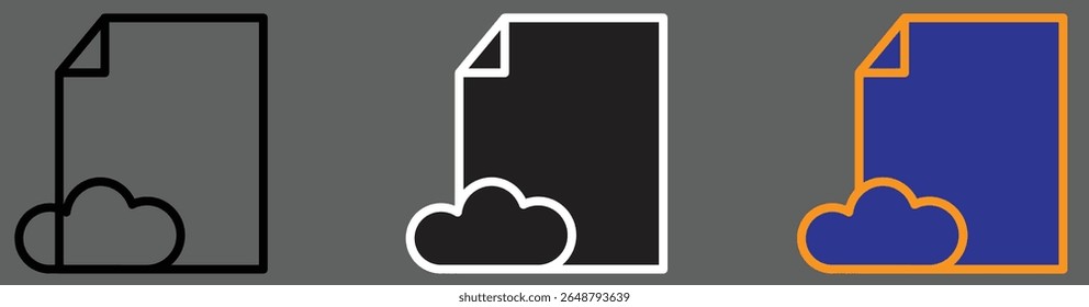 Cloud file icon representing cloud document storage or sharing service with transparent background