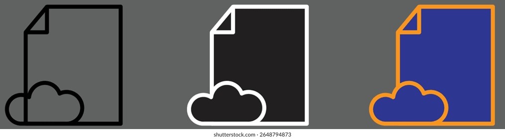 Cloud file icon representing cloud document storage or sharing service with transparent background