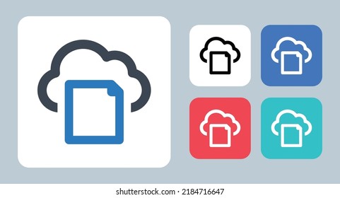 Cloud File Icon - Vector Illustration . Cloud, File, Share, Sharing, Storage, Data, Document, Download, Save, Line, Outline, Flat, Icons .