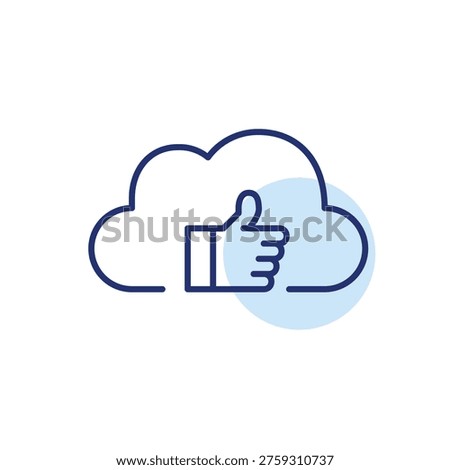 Cloud file and like. Trusted backup service, virtual data storage. Pixel perfect, editable strike vector icon