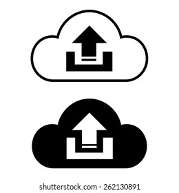 Cloud file upload and download icon set