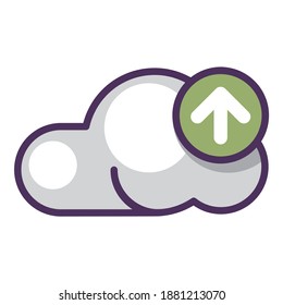 Cloud File Upload Flat Icon Isolated On White Background