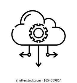Cloud-Dateien-Zeilensymbol, Concept-Zeichen, Umriss-Vektorillustration, Linearsymbol.