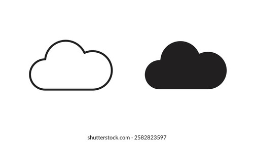 Cloud filled and outlined icons vectors on white background