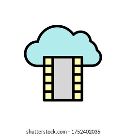 Cloud, Filmstreifen-Symbol. Einfache Farbe mit Vektorelementen, die Vektorgrafiken für Internet-Speichersymbole für i und ux, Website oder mobile Anwendungen enthalten