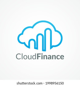 Cloud Finance Logo Design Concept for Investment Company, Creative Business Consultant or etc. Light Blue as Color Identity with White Background.