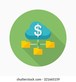 Cloud financial icon, vector illustration. Flat design style with long shadow,eps10