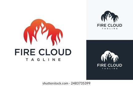 Cloud and fire logo design template. Fire cloud logo design inspiration	