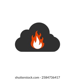 cloud with fire logo vector illustration template design
