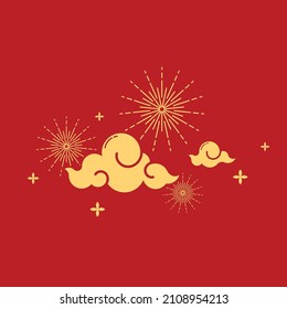 Cloud and Firework vector. Chinese  Cloud style.