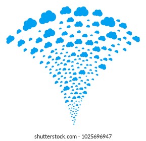 Cloud fireworks fountain. Vector illustration style is flat iconic symbols. Object fountain made from random symbols as cloud fireworks.