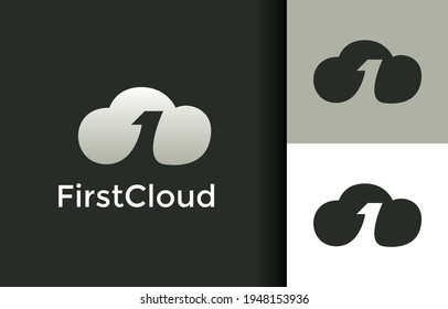 Cloud first with number one in negative space inside logo company, logo vector template design. Ready to use, easy for edit.