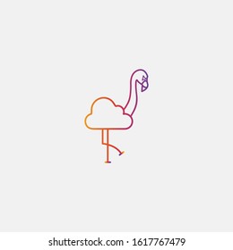 Cloud with flamingo unique flamingo logo, Vector Illustration of a Flamingo.