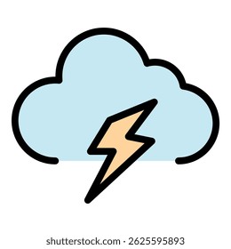 Cloud flash icon. Outline cloud flash vector icon color flat isolated