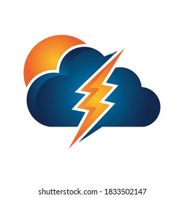 cloud flash thunderstorm weather symbol lightning cloudy logo vector concept design template
