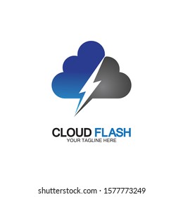 Cloud flash vector logo icon design template-vector