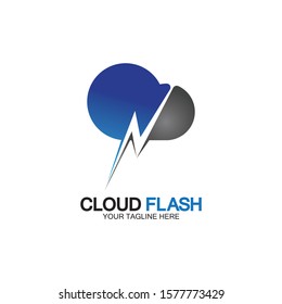 Cloud flash vector logo icon design template-vector