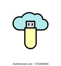 Cloud, Flashcard Icon. Simple Color With Outline Vector Elements Of Internet Storage Icons For Ui And Ux, Website Or Mobile Application