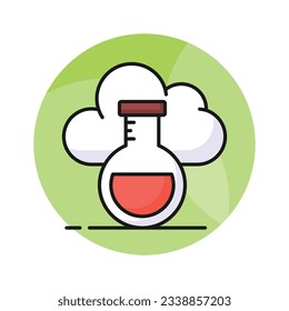 Cloud with flask showing concept vector of cloud experiment, customizable design
