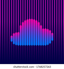 Cloud, flat design infographic on a colored background from vertical lines