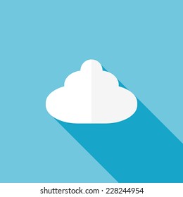 Cloud flat icon. Modern flat icons with long shadow effect in stylish colors. Icons for Web and Mobile Application. EPS 10.
